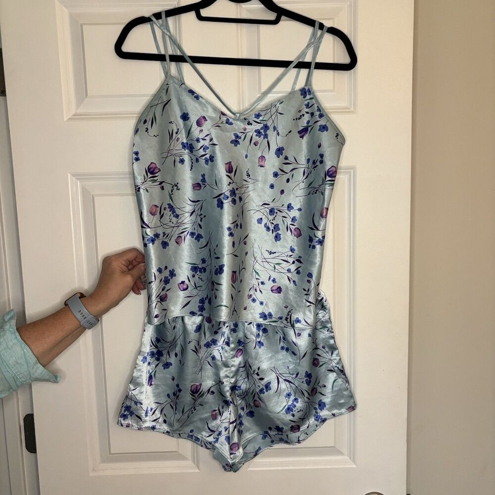 Two Piece Cami And Short, Warners Sleepwear Pajama Sleep Set Blue Y2K Vintage
